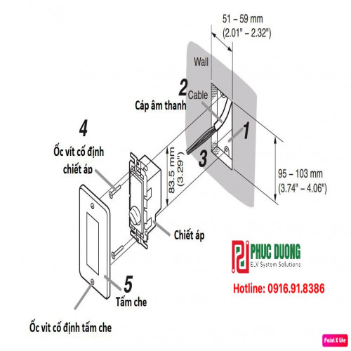 Cách đấu nối triết áp TOA - AT-063AP, AT-303AP và AT-603AP